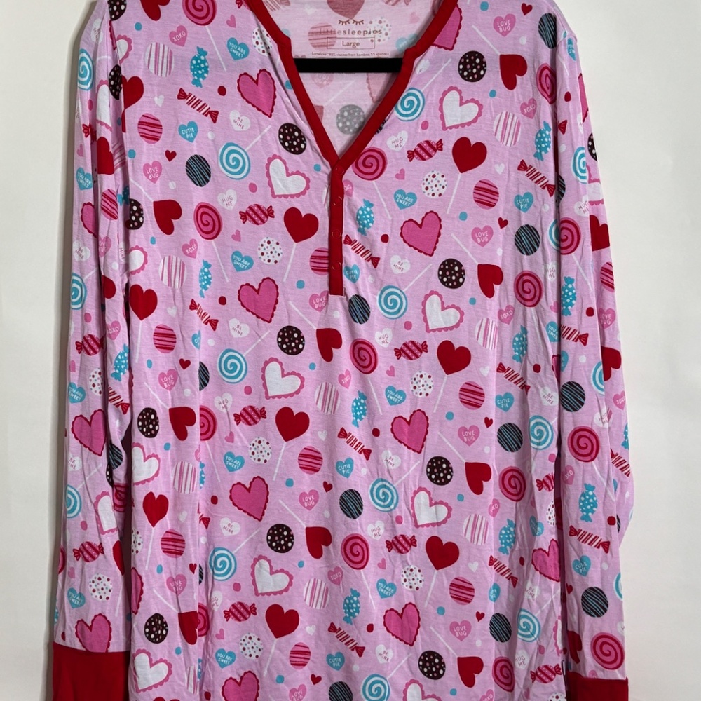 Little Sleepies Womens valentines hearts Pajama Top LS